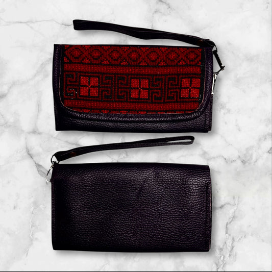 Handmade Embroidered (Tatreez) Leather Purses, Clutch Bags, and Coin Pouches