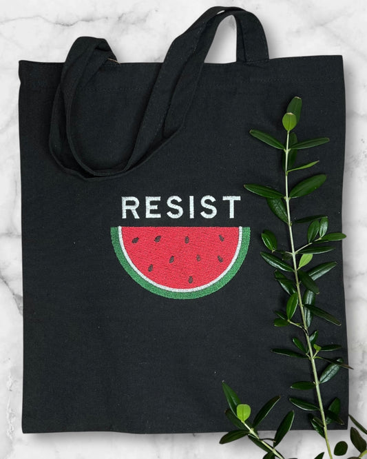 Black Tote Bag with Authentic Palestinian Embroidery