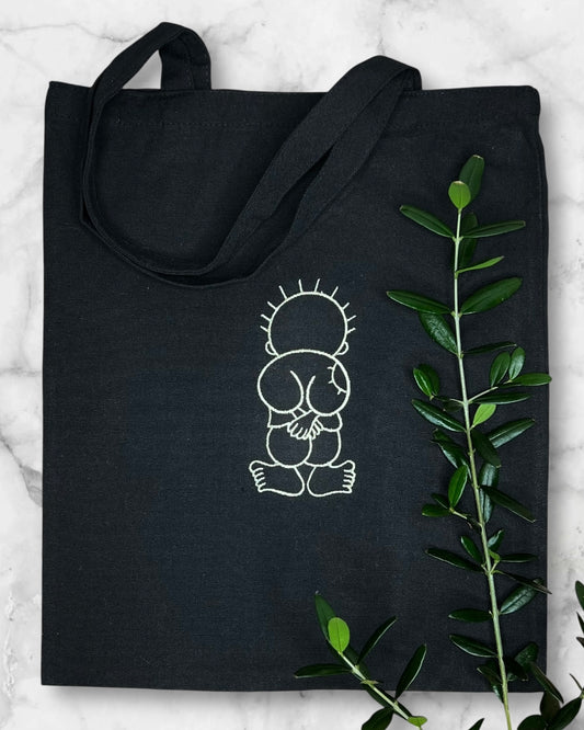 Black Tote Bag with Authentic Palestinian Embroidery