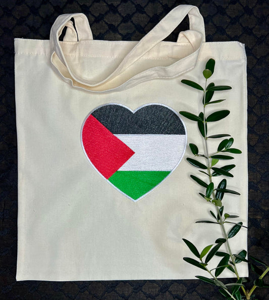 White Tote Bag with Authentic Palestinian Embroidery