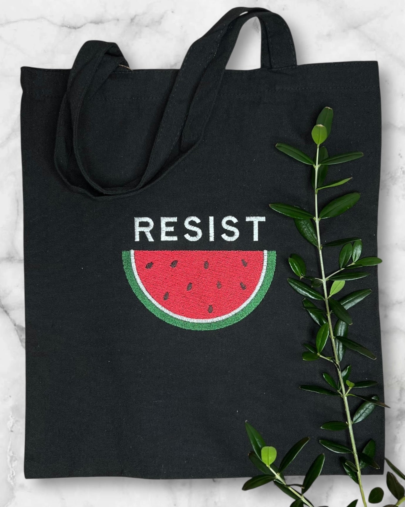 Black Tote Bag with Authentic Palestinian Embroidery