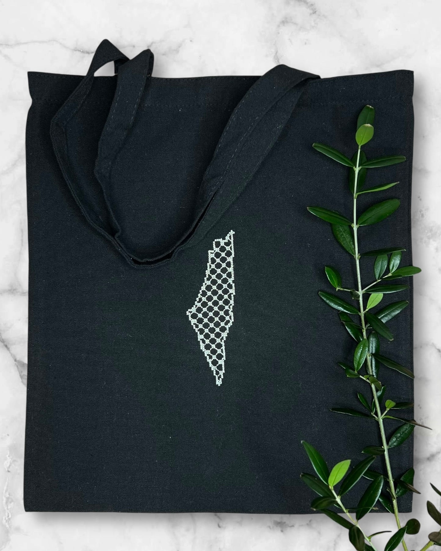 Black Tote Bag with Authentic Palestinian Embroidery