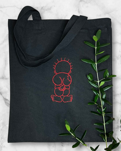 Black Tote Bag with Authentic Palestinian Embroidery