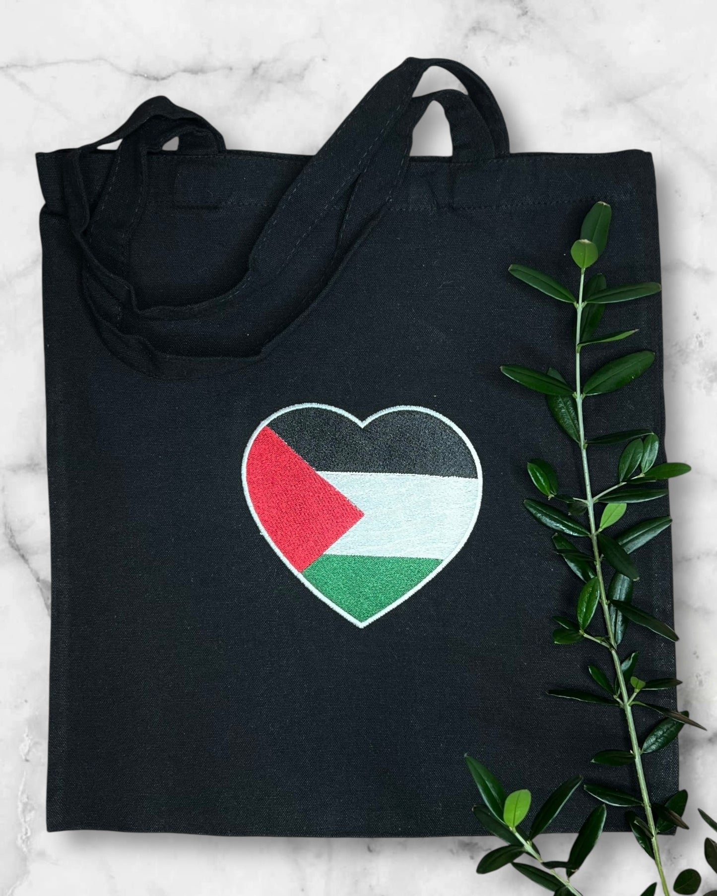 Black Tote Bag with Authentic Palestinian Embroidery