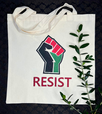 White Tote Bag with Authentic Palestinian Embroidery