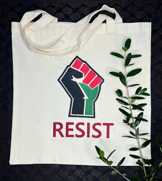 White Tote Bag with Authentic Palestinian Embroidery