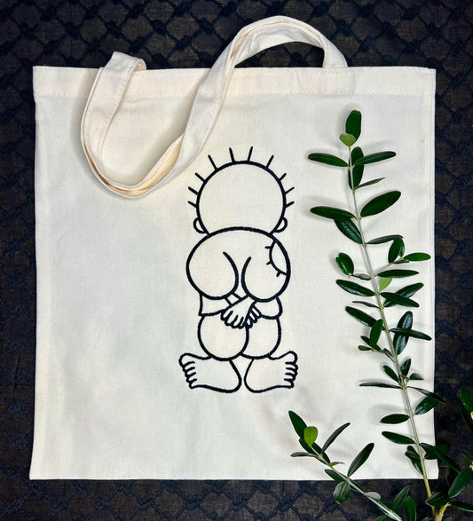 White Tote Bag with Authentic Palestinian Embroidery
